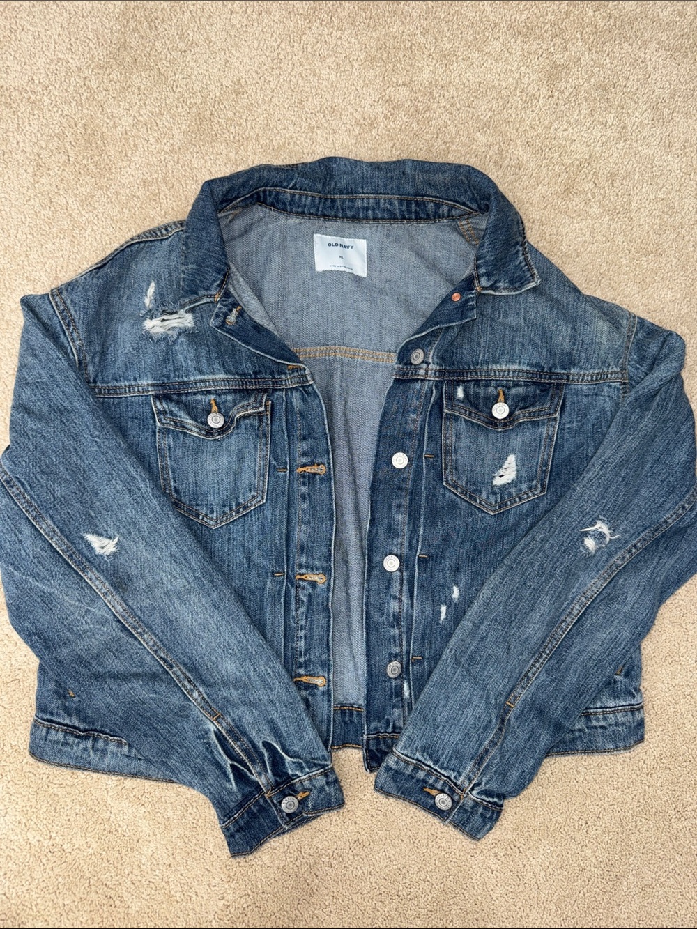 Old Navy Blue Distressed Kids Jean Jacket